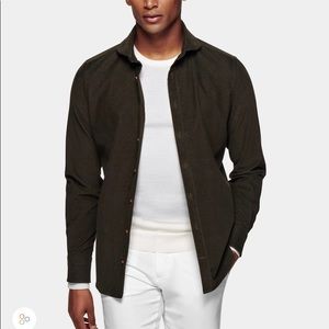 Suit supply slim fit Egyptian cotton green corduroy